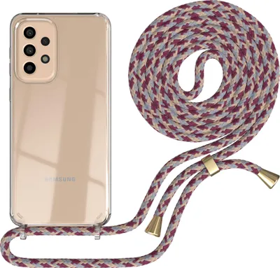 Produktbild von EAZY CASE Handykette kompatibel mit Samsung Galaxy A33 5G, Handyhülle mit Umhängeband, Handykordel, Schutzhülle Clear, Band in Rot