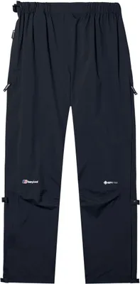 Dunkelblaue Hardshellhose für Damen von Berghaus; Modell Paclite OVRTSR; mit elastischem Bund und Reißverschlüssen.
