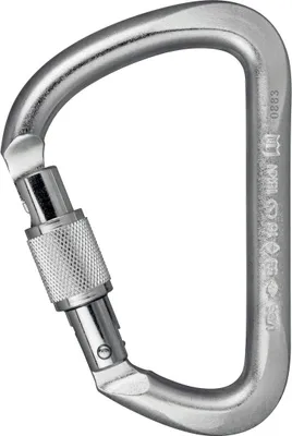 D STEEL Stahlkarabiner von Aliens; silberner Karabiner mit Schraubverschluss; geeignet für Klettern.