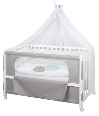 Produktbild von roba Roombed, Babybett 60x120cm 'Happy Cloud', Beistellbett zum Elternbett, komplette Ausstattung