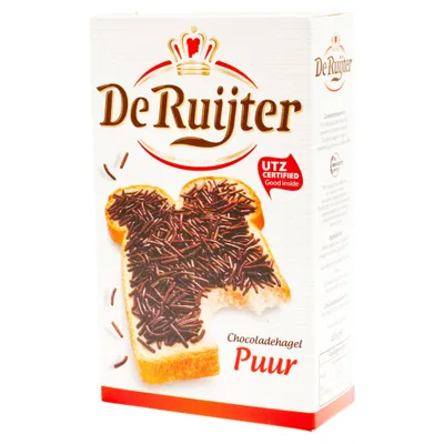 Produktbild von De Ruijter Schokoladen-Streusel, Schokolade, Flocken Pur / Chocoladehagel Puur 390g