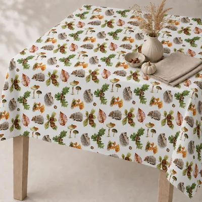 Produktbild von Tischwäsche mit Motiv Herbst Pilze Igel 110 x 110 cm