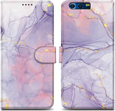 Produktbild von Cadorabo Schutzhülle für Honor 9 Hülle Design Lila Handyhülle Schutzhülle Etui Magnetisch Case Cover