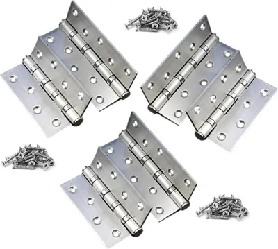 Zdjęcie produktu dla 6 x zawiasy do bram ze stali nierdzewnej - wytrzymałe zawiasy do drzwi - zawiasy do bram ogrodowych ze stali nierdzewnej 100 mm x 75,5 mm - zestaw do montażu łodzi - łącznik do mebli, okien, szafek z mocowaniem - zawias do drzwi