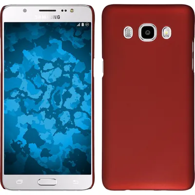 Produktbild von PhoneNatic Case kompatibel mit Samsung Galaxy J5 (2016) J510 - Hülle rot gummiert Hard-case + 2 Schutzfolien
