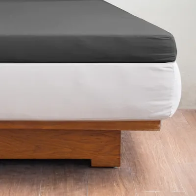 Produktbild von Phlox Topper-Spannbettlaken 90x200cm - 100% ägyptische Baumwolle - Fadendichte 230 -   - 28cm Steg - Spannbetttuch -  Anthrazit