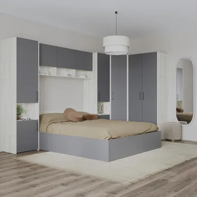 Productafbeelding van haaus Malmö V15 slaapkamer set, 160 x 200 cm, eikenhout wit/anthraciet