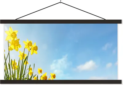 Produktbild von MuchoWow® Textilposter Blumen - Narzisse - Frühling 90x45 cm mit schwarzem Rahmen - Klemmleisten