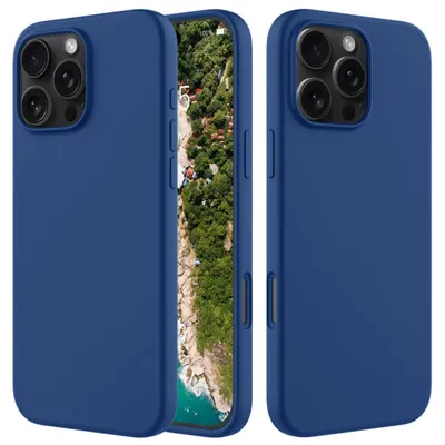 Productafbeelding van MobyDefend Hoesje - Geschikt voor iPhone 16 Pro - Matte Siliconen Backcover - Blauw
