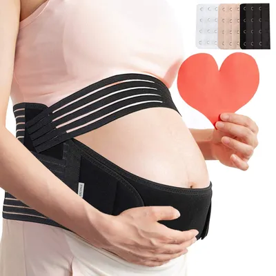 Image de Ceinture de grossesse confortable - Soutien pour le ventre et le dos, noire, taille XL