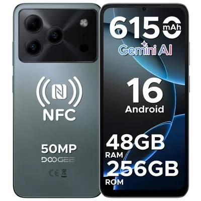 Obrázok produktu pre DOOGEE Note56 Plus – smartfón, operačný systém Android 16, 6,56" displej s obnovovacou frekvenciou 90 Hz, batéria 6150 mAh, 48 GB + 256 GB pamäte, 4G, 50 MP fotoaparát, NFC, čítačka odtlačkov prstov, rozpoznávanie tváre, bez zmluvy