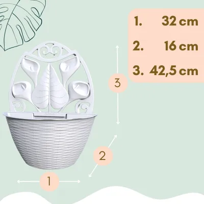 Wandblumentopf Aus Kunststoff – Halbrund, Rattan-Optik, 26x20,5 Cm, Für Balkon & Garten