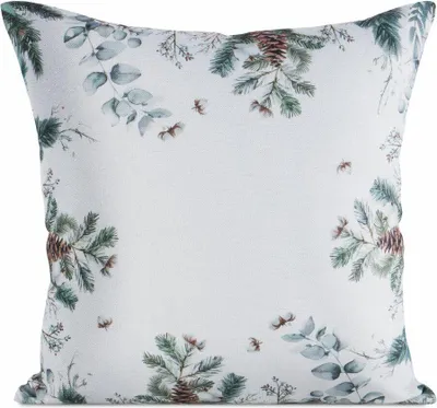 Image de EUROFIRANY | Housse de coussin de Noël - Taie d'oreiller de Noël - 45 x 45 cm - Blanc - Taie d'oreiller Noël - Pin