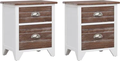 Immagine prodotto di Comodini 2 pezzi con 2 cassetti marrone e bianco