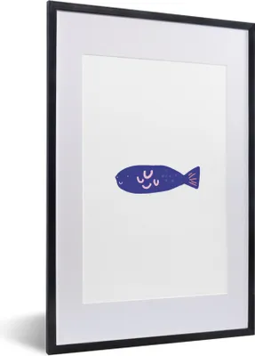 Produktbild von MuchoWow® MuchoWow® Gerahmtes Poster Fisch - Lila - Pastell 40x60 cm - Poster mit zchwarzem Bilderrahmen - Poster in Rahmen