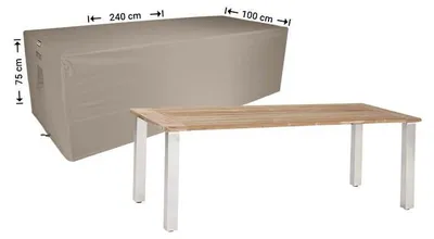 Produktbild von Raffles Covers Raffles Covers Gartentisch-Schutzhülle | Atmungsaktiv | Wasserdicht | UV-beständig | Doppelnähte | Elastischer Kordelzug - Farbe: Taupe, Masse: 240 x 100