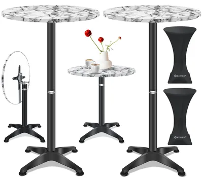 Produktbild von KESSER® 2in1 Stehtisch klappbar Bistrotisch Aluminium Edelstahlplatte | höhenverstellbar | 70cm / 115cm | Partytisch Tisch | In- & Outdoor | Hochzeit | Empfangstisch | Klapptisch inklusive Regencover