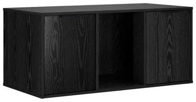 Image de vidaXL Litière pour chat, meuble, noir, imitation chêne, 100 x 49 x 45 cm