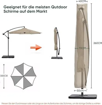 Produktbild von Famanu Schutzhülle für Sonnenschirm 330 cm x 300 cm - Taupe