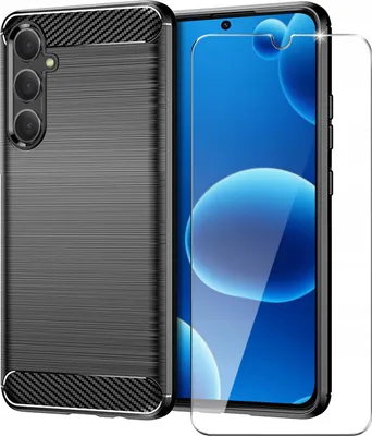 Zdjęcie produktu dla Etui do Samsung Galaxy S25+ Plus Pancerne Carbon CASE + Szkło OCHRONNE 9H