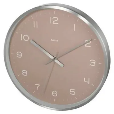 Produktbild von Hama Fiji, Wand, Funkgesteuerte Uhr, Kreis, Pink, Silber, Aluminium, Glas