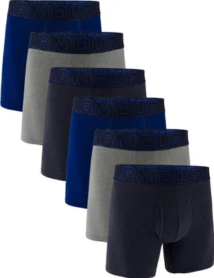 Produktbild von UNDER ARMOUR Herren Boxershorts, 6er Pack - Performance Baumwolle Boxer Briefs- Solid 6 in, Stretch, Baumwollmischung Dunkelblau/Grau/Blau XL