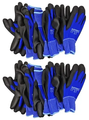 Zdjęcie produktu dla Rękawice robocze, 12 par, certyfikat EN388, powlekane poliuretanem, nylon, rozmiary 8/9/10, odporne na ścieranie, ochrona przed przecięciem