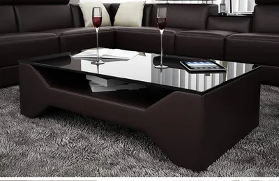 Image de Klassischer Luxus Designer Couchtisch Sofa Wohnzimmer Tisch Leder Tische Glas