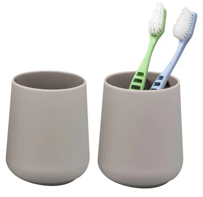 Produktbild von eluno Becher Set TESERO 2tlg. mit Soft-Touch Oberfläche, aus Kunststoff in Taupe