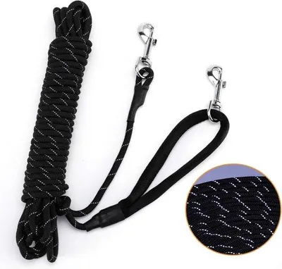 Image de Famanu, laisse d'entraînement réfléchissante de 10 mètres, en nylon, pour chiens de petite, moyenne et grande taille - couleur noire