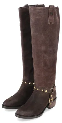 Image de Bottines western pour femmes LAZAMANI, modèle FAY, en cuir marron et noir, taille 41
