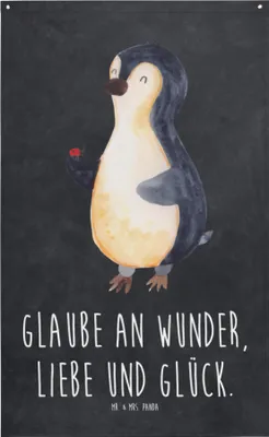 Produktbild von Mr. & Mrs. Panda Wandbild Pinguin Marienkäfer - Kreidetafel - Geschenk, Kleine Wunder, Wandtuch, Liebe, Aufmerksam, Wandteppich, Tapisserie, Gobelin, Tapestry