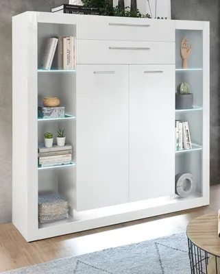 Produktbild von Highboard "Ladis" in weiß Hochglanz Anrichte 141 x 139 cm
