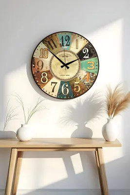 Produktbild von Opviq, Huhuas00038, Wanduhr, Mehrfarbig, MDF, 50 x 50 cm