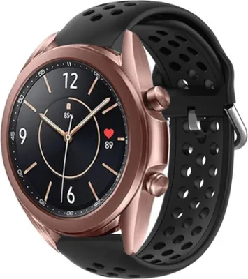 Produktbild von Strap-it Samsung Galaxy Watch 3 - 41mm Silikonarmband mit Löchern (Schwarz)