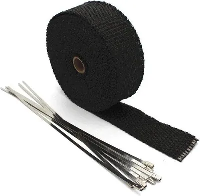 Immagine prodotto di Nastro isolante in fibra di vetro nero 5 cm x 10 m - Isolante termico per tubi di scarico di moto e auto