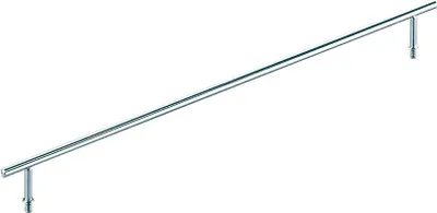 A silver metal railing with two mounting brackets, shown against a white background.