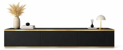 Produktbild von MOBAE AURA 175 TV Lowboard 175 cm Schwarz Fernsehschrank modern TV Möbel Wohnzimmer mit Stauraum minimalistisches Design