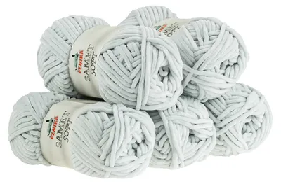 500g Strickgarn Samet Soft Chenille lichtgrau