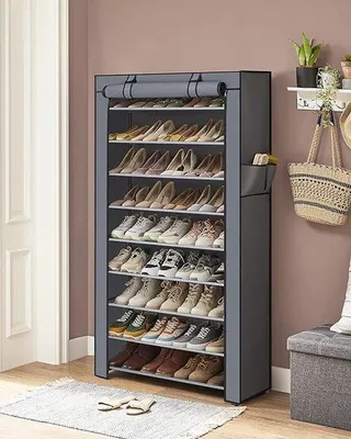 Produktbild von Famanu Schuhregal mit 10 Ebenen - 28 x 88 x 160 cm, grau