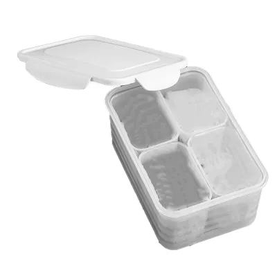 Image de Boîtes de conservation pour réfrigérateur, boîtes de conservation pour salades, boîtes de conservation pour aliments à 4 compartiments, boîtes de conservation pour légumes divisées, boîtes d'organisation pour réfrigérateur
