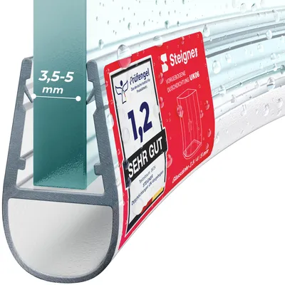 Immagine prodotto di STEIGNER Guarnizione doccia curva UK06 30 cm (1 pz.) trasparente - Guarnizione box doccia verticale per doccia semicircolare o quarto di cerchio con porta 3,5-5 mm - Materiale flessibile,Impermeabile