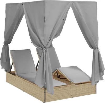 Zdjęcie produktu dla vidaXL Podwójny leżak szary 205 x 129 x 200 cm Polirattan