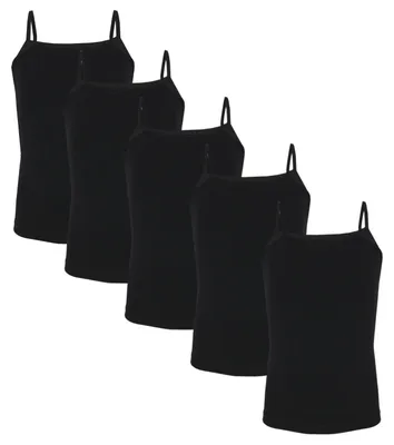 Produktbild von TupTam Mädchen Unterhemd Spaghettiträger Top 5er Pack, Farbe: Schwarz, Größe: 146-152