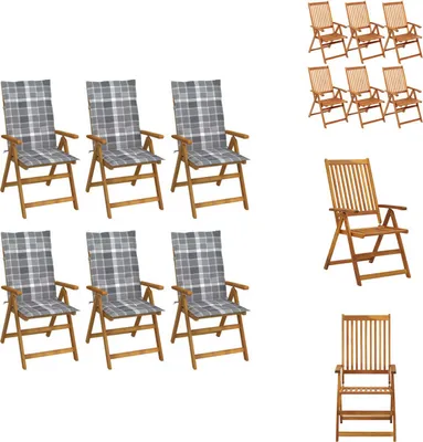 Image de vidaXL Chaises de jardin pliantes 6 pièces avec coussins en bois massif d'acacia - Chaises de jardin
