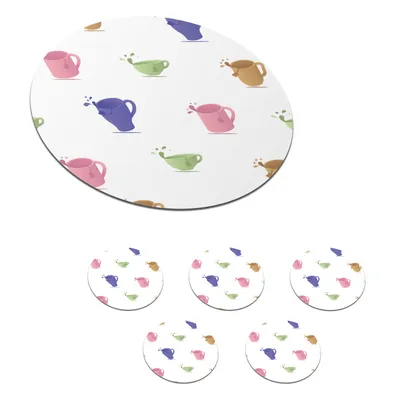 Obrázok produktu pre MuchoWow® Okrúhly sklenený podšálok, sada 6 ks Vzory - Čaj - šálka 10x10x0.3cm Podložky pod poháre - podložky pod nápoje - ochrana stolovej dosky -