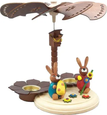 Produktbild von Osterdekoration Pyramide mit Hasen und Vogelhaus BxHxT 26x25x26cm NEU