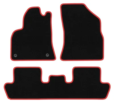 Produktbild von Fußmatten Automatten Velours Schwarz/Rot für Peugeot 5008 I 2009-2017 Set 3-tlg