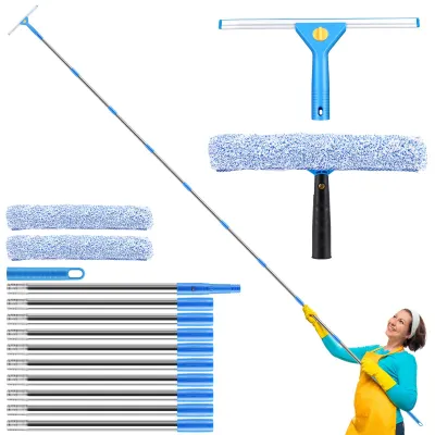 Fensterreiniger mit Teleskopstange 3,82 m, Gummiabzieher 35 cm