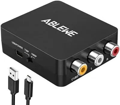 Produktbild von RCA auf HDMI Konverter, AV zu HDMI Adapter 1080P Mini Cinch Composite CVBS Video Audio Konverter Adapter - Unterstützung von PAL/NTSC für TV/PC/PS3/STB/Xbox VHS/VCR/Blu-Ray DVD-Player.